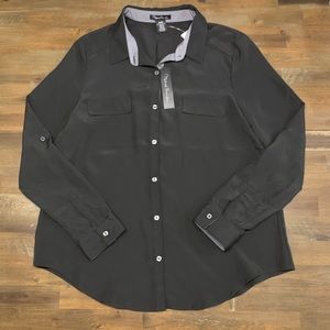 ✅ Michael Brandon women’s black button down long sleeve dress shirt NEW